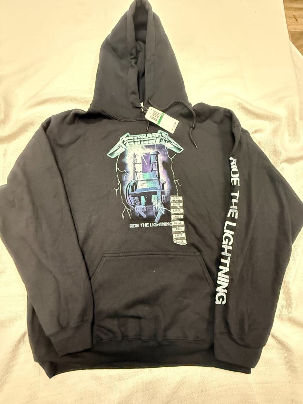 Metallica Ride The Lightning Hoodie Large Black Gildan Heavy Blend Band Sweatshi